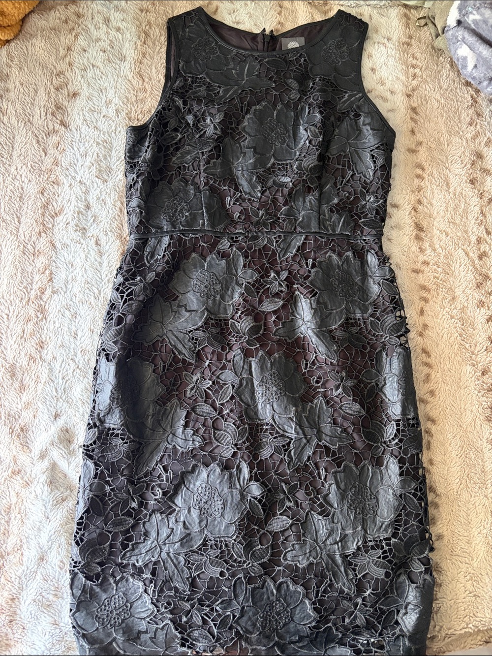 Vince Camuto Black Floral Lace Midi Dress